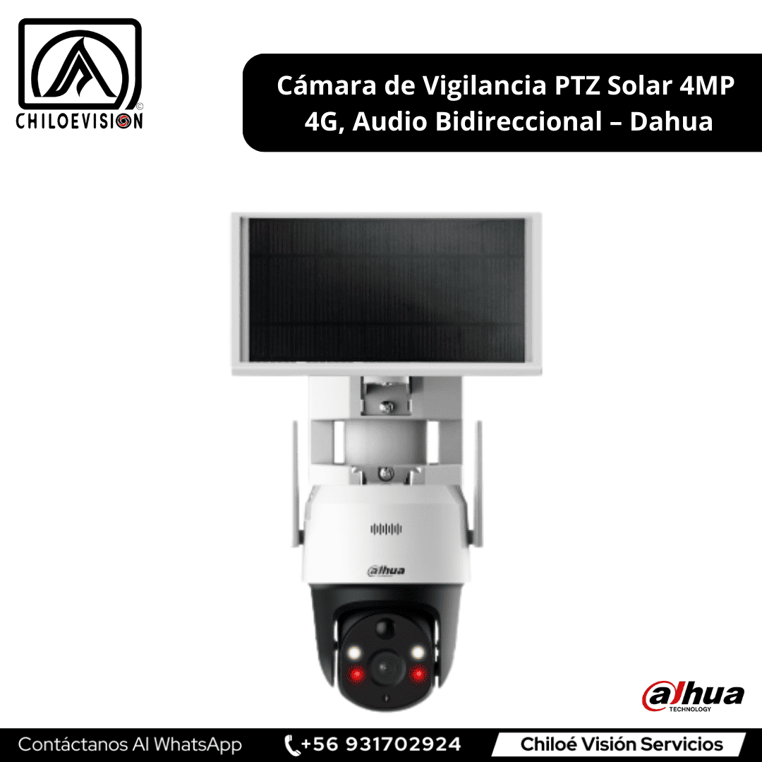Cámara de Vigilancia PTZ IP Dahua 4MP / con Panel Solar - Instalacion en chiloe