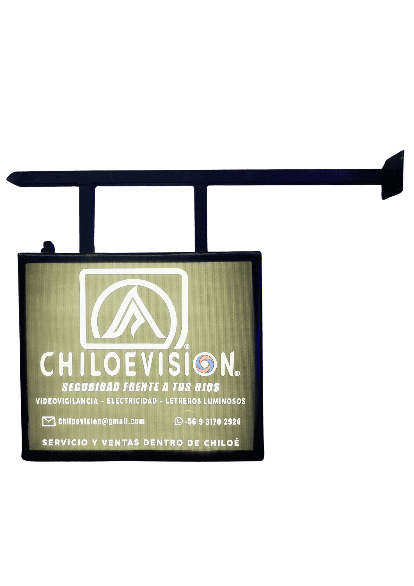 Letrero caja de luz en Chiloé