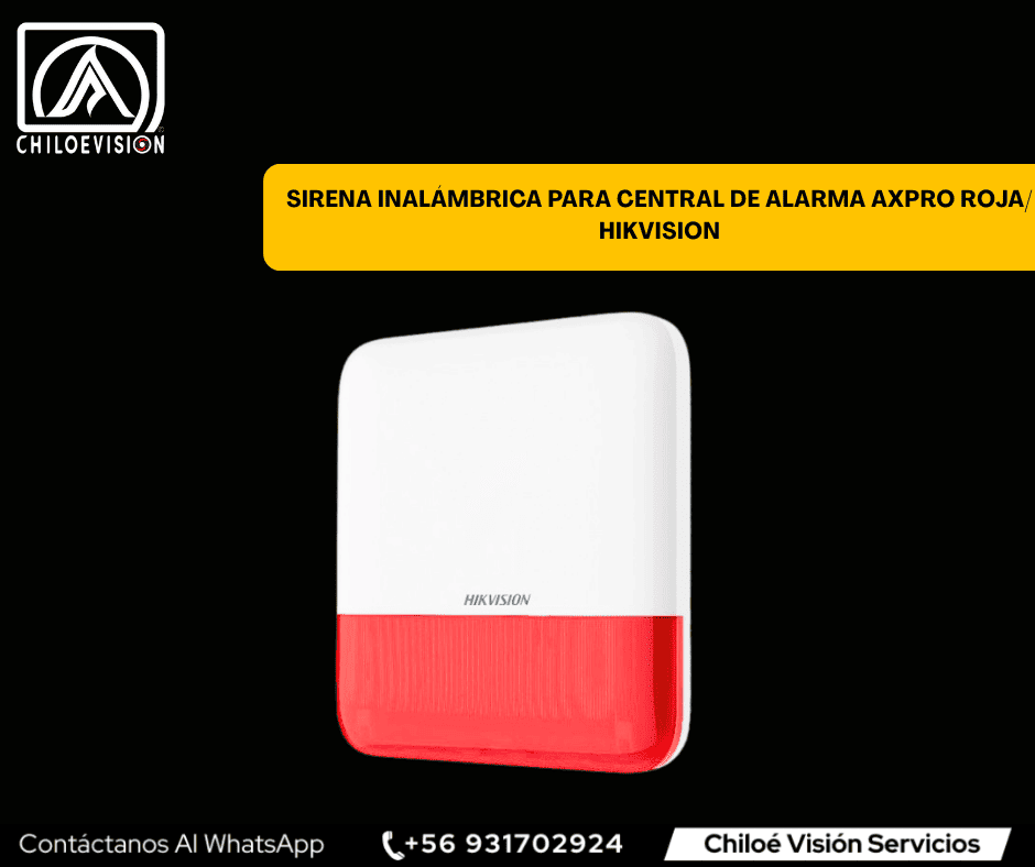 Sirena Inalámbrica para Central de Alarma Axpro Hikvision - Color Rojo