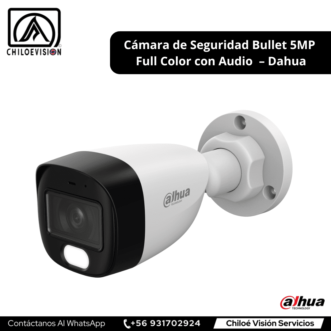Cámara de Seguridad Bullet 5MP Full Color con Audio y Visión Nocturna – Dahua