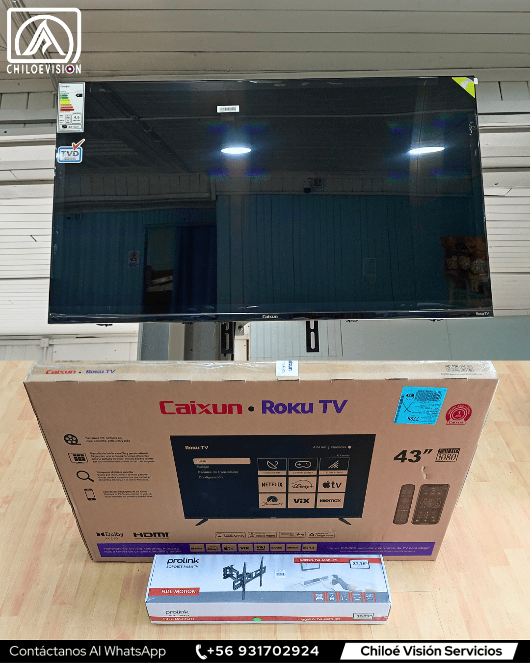 Instalación de TV con soporte metálico en Chiloé