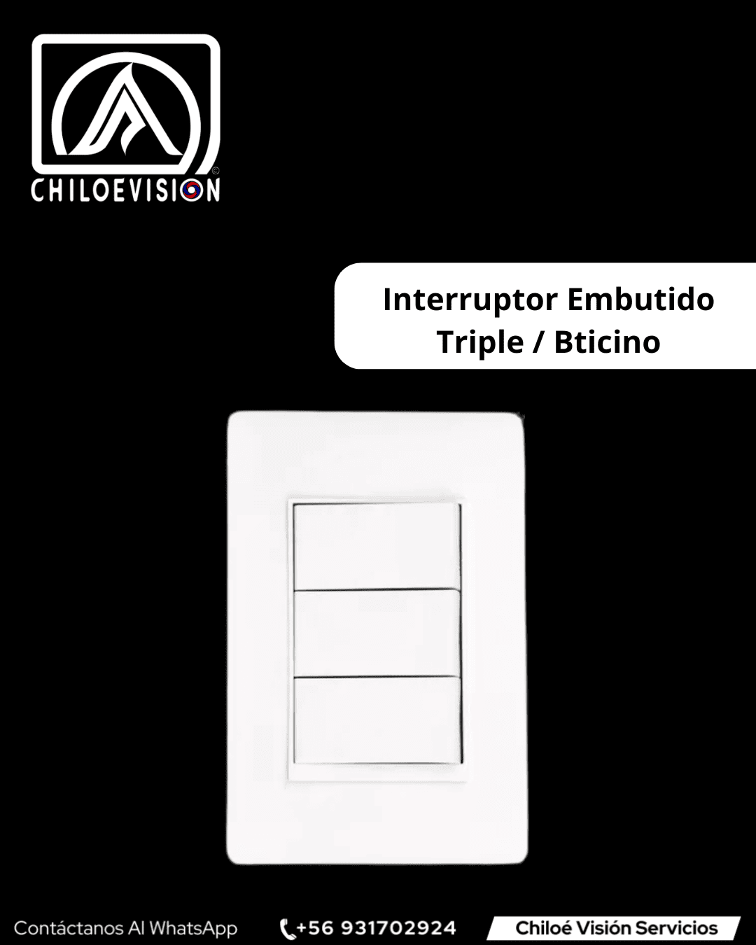 Interruptor Embutido Triple 9/32 en Chiloé