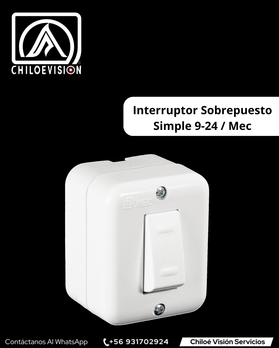 Interruptor Sobrepuesto Simple 9/24 en Chiloé