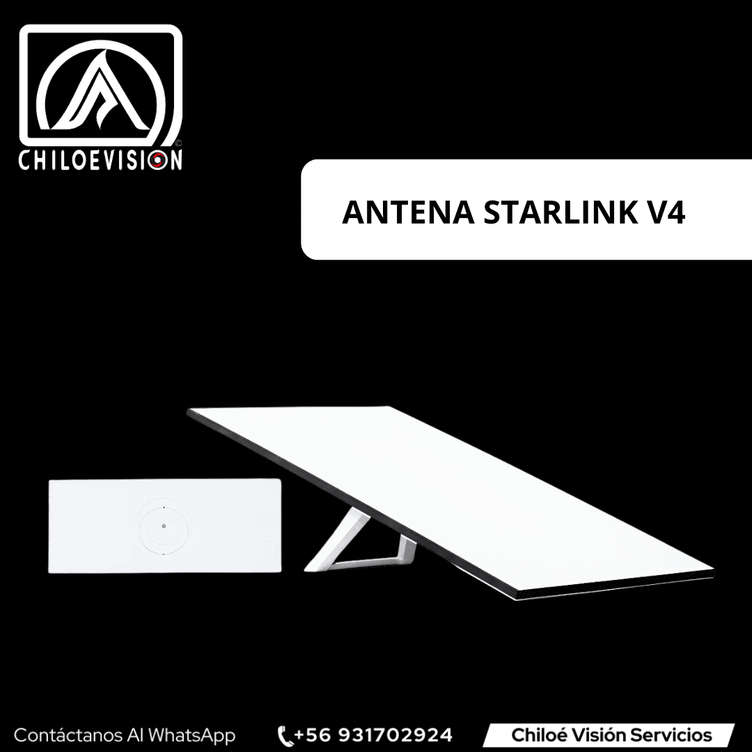Antena tipo Starlink V4 en Chiloé